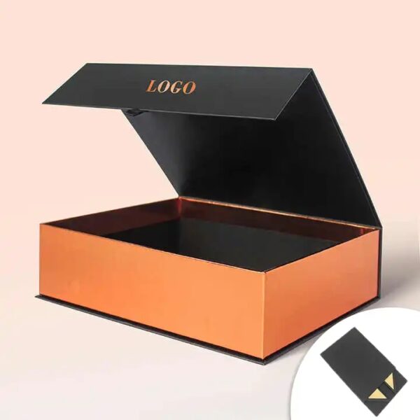 Custom Handmade Logo Recycled Cardboard Packaging Magnetic Closure Black Foldable Paper Gift Boxes for Shoe Clothes - Image 2