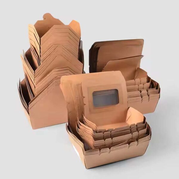 Waterproof lunch box with window for take away recycled kraft paper