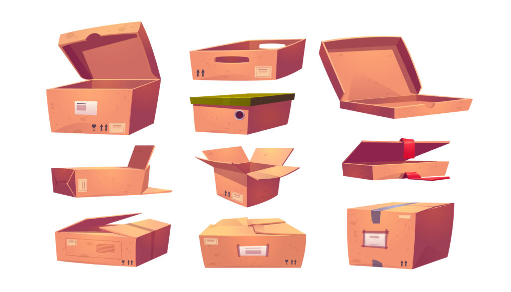Multiple types of packaging boxes